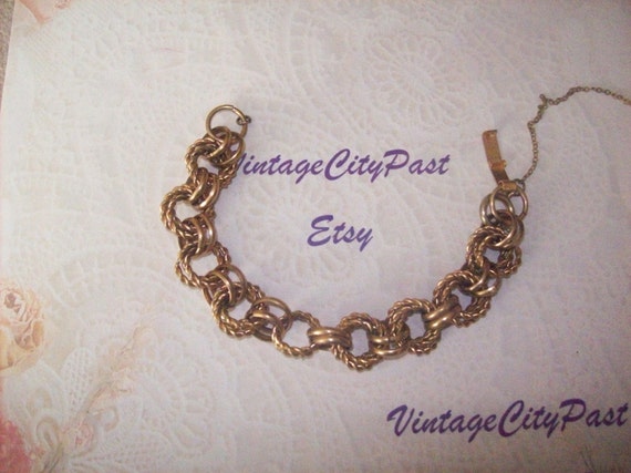 Vintage Linked Chain Gold Metal Bracelet Vintage Chain