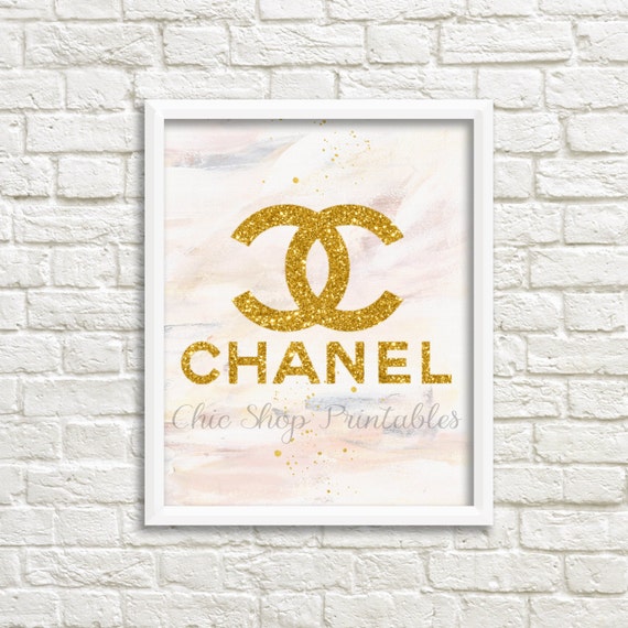 Chanel Logo Print Gold Glitter Chanel logo print Instant
