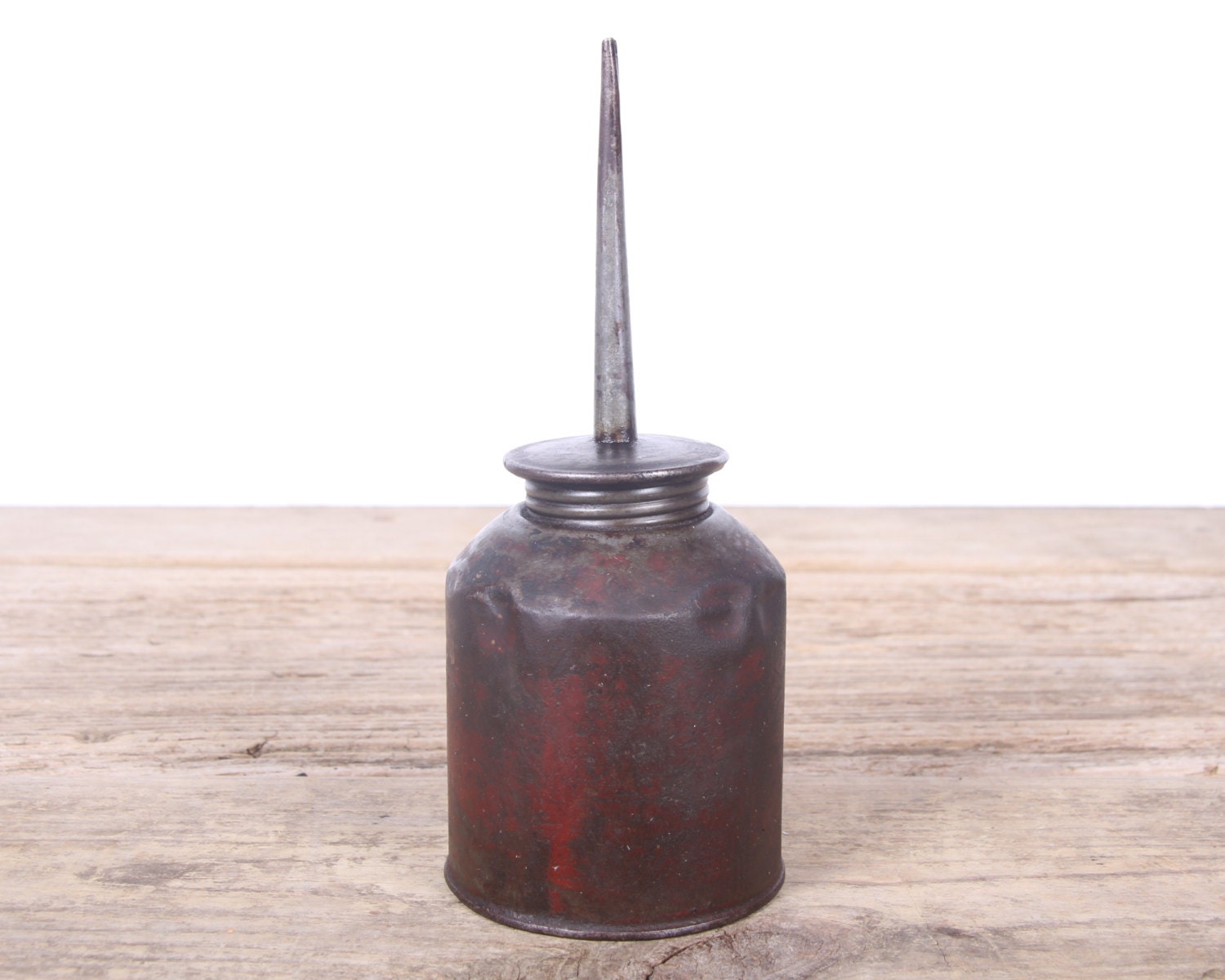 Vintage Metal Oil Can / Antique Oil Can / Red Oil Can with
