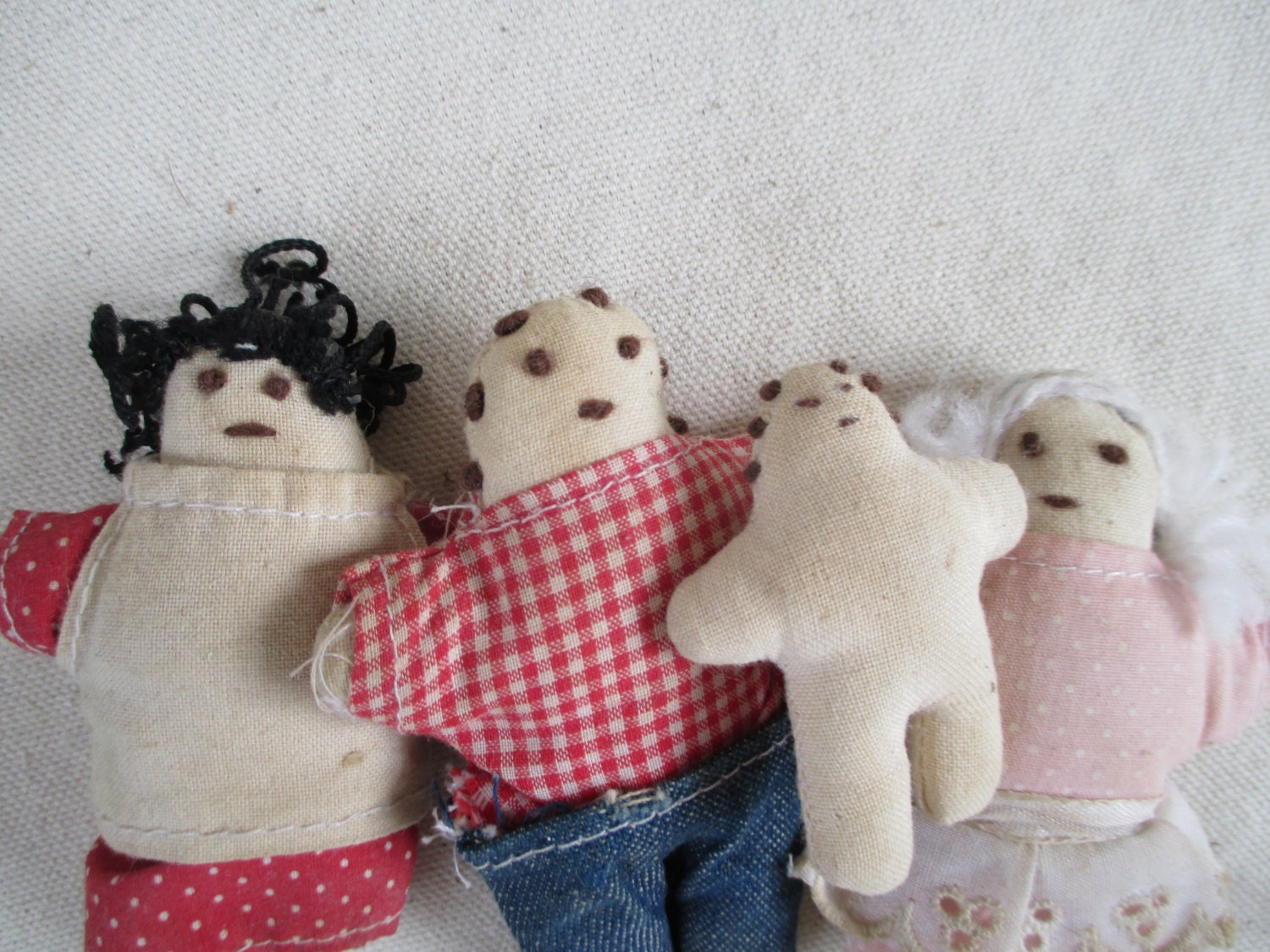 Handmade Hand Sewn Doll Family Vintage Folk Art Primitive