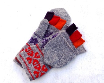 hand knitted convertible mittens hand by peonijahandmadeshop