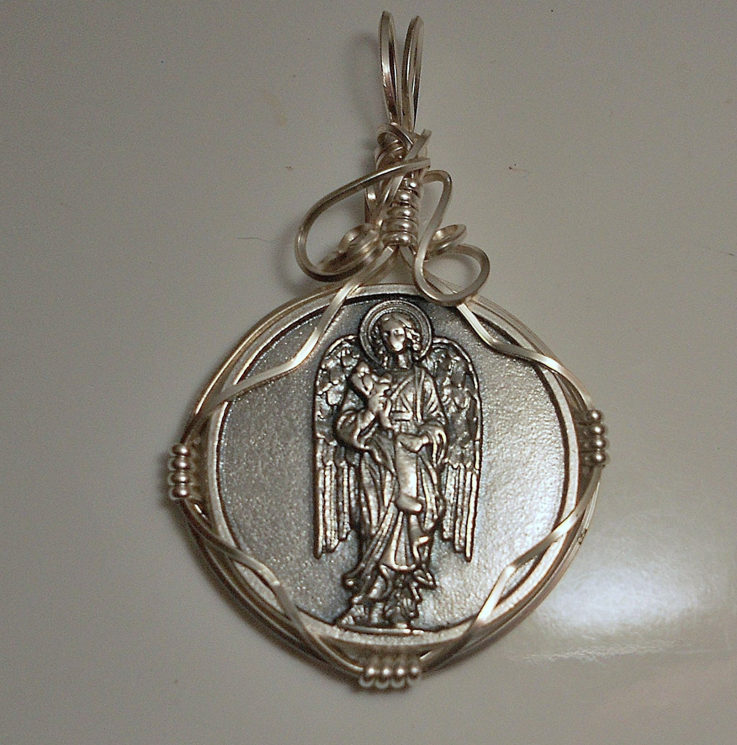 Archangel Saint Gabriel Medal Pendant by maddyq on Etsy