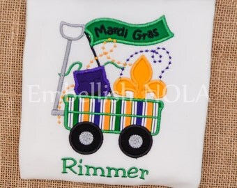Mardi Gras Wagon Applique Shirt or Bodysuit New Orleans Mardi Gras Shirt
