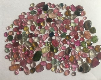 Tourmaline rose cut watermelon tourmaline rosecuts flats wt 164 cts Size 5mm-15x11mm Pcs 210 rose cut tourmaline rosecut