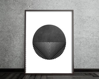 Circle Print, Abstract, Art, Poster, Mid Century Modern, Geometric, Line, Minimalist, Modern, Contemporary