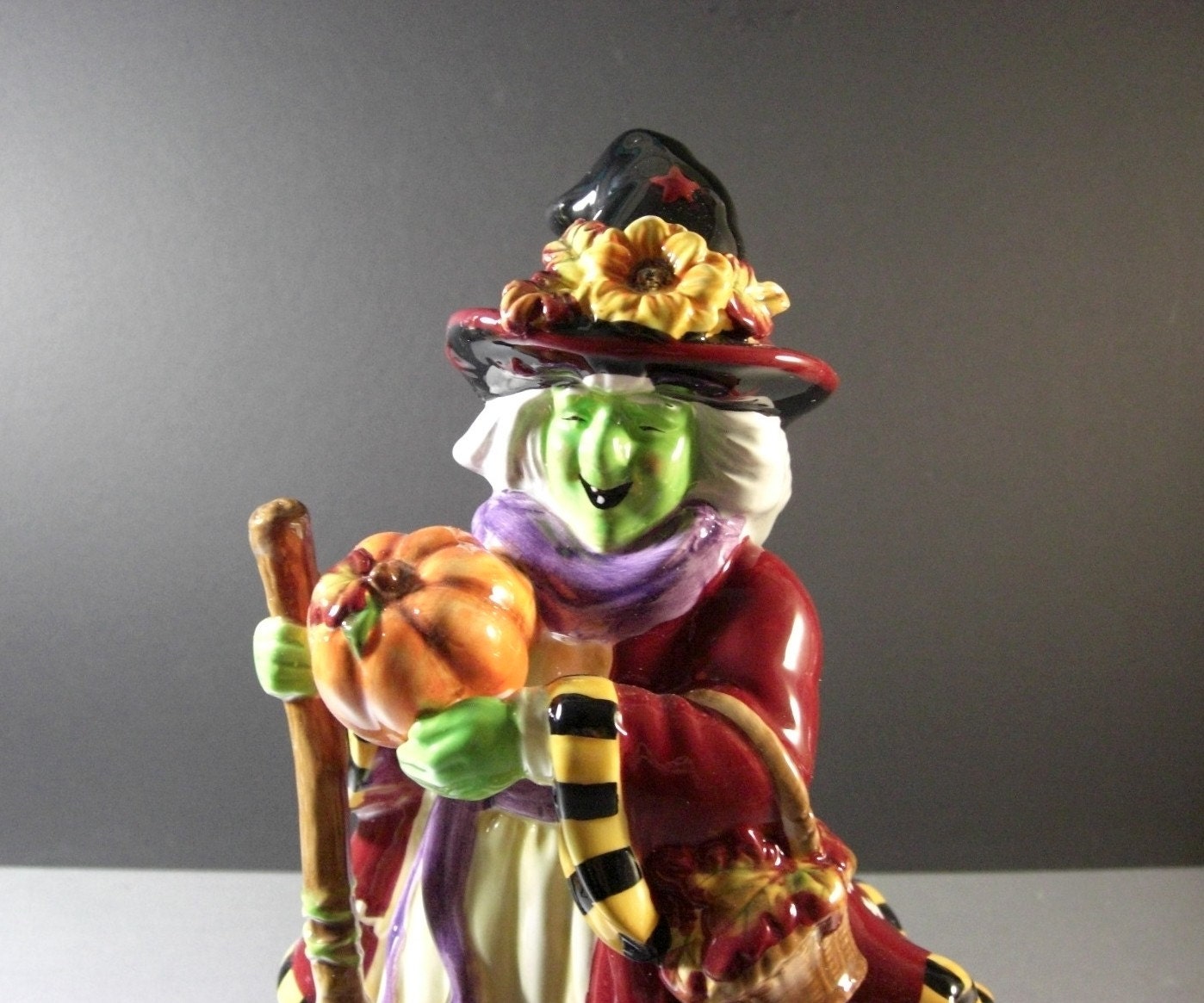 LARGE Halloween Ceramic Centerpiece Witch Figurine