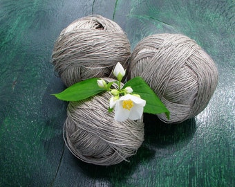 Organic Natural Flax Linen Yarn Thread--4 ply--three balls for sale - knitting,bookbinding,weaving,macrame,scrapbooking,gift wrapping
