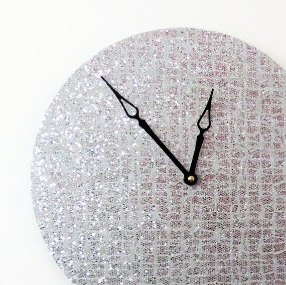 Wall Clock Silver Glitter Clock Modern Wall Clock Home and