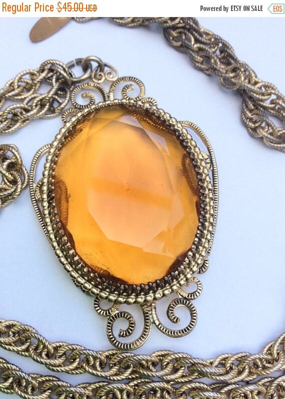 Whiting and Davis Pendant Amber Glass Pendant by OurBoudoir