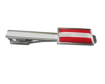 Thin Bordered Austria Flag Square Tie Clip