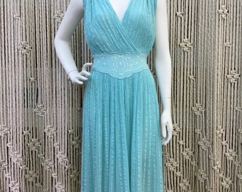 Gorgeous light blue 1970's bohemian gauze dress