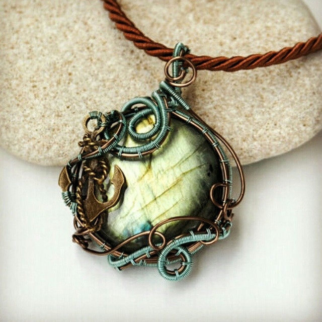 Wire wrapped gemstone pendants and necklaces by Ianira on Etsy