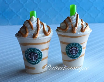 Doll Drink | Fake COFFEE Vanilla Bean Caramel Swirl Frappuccino Mini Smoothie | American Girl 18" Doll Sized Drink