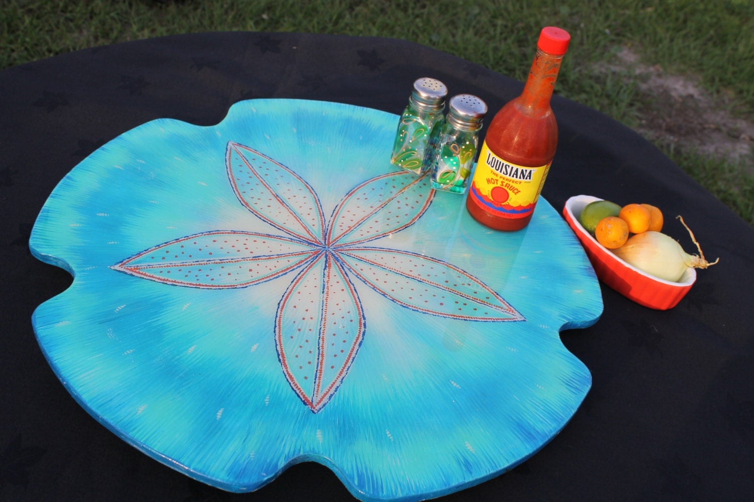 Lazy Susan Hand Painted Lazy Susan Turntable Coastal Art