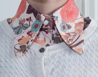 Faux-col et ses poignets imprimé fleurs style année 50