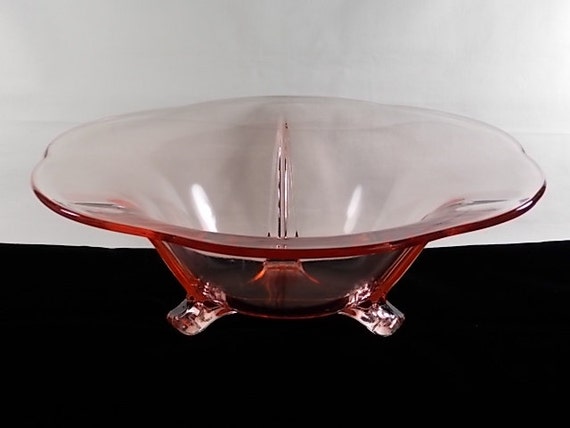 1930s Fostoria Pink 3 Toed Console Serving Bowl 2394 3873