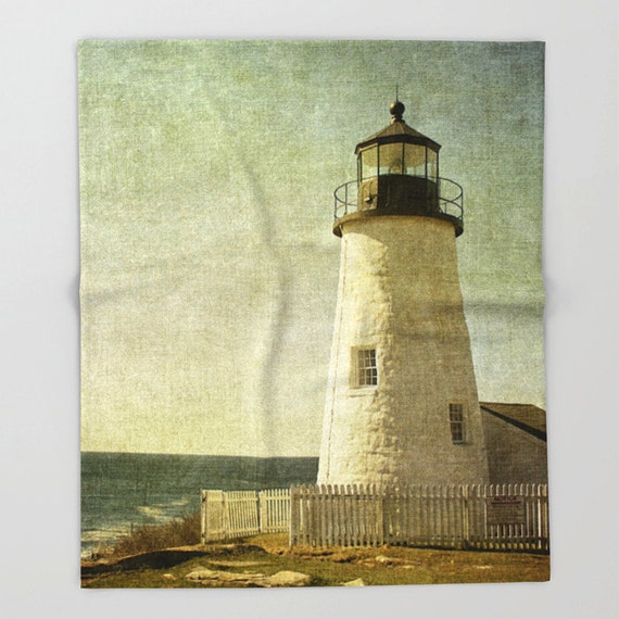Fleece Throw Blanket Throw Blanket Pemaquid Lighthouse 2