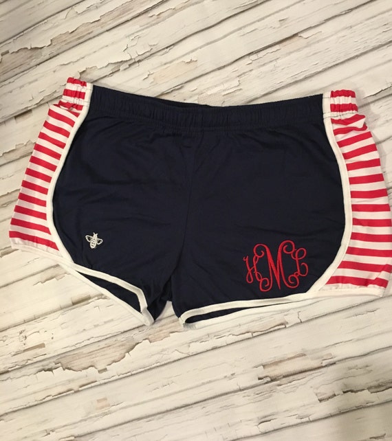 Items similar to Monogrammed Patriotic Red White Blue Athletic Shorts ...