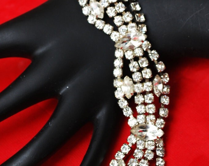 Rhinestone Bracelet - Bling glitz hollywood glamour - Clear Rhinestone