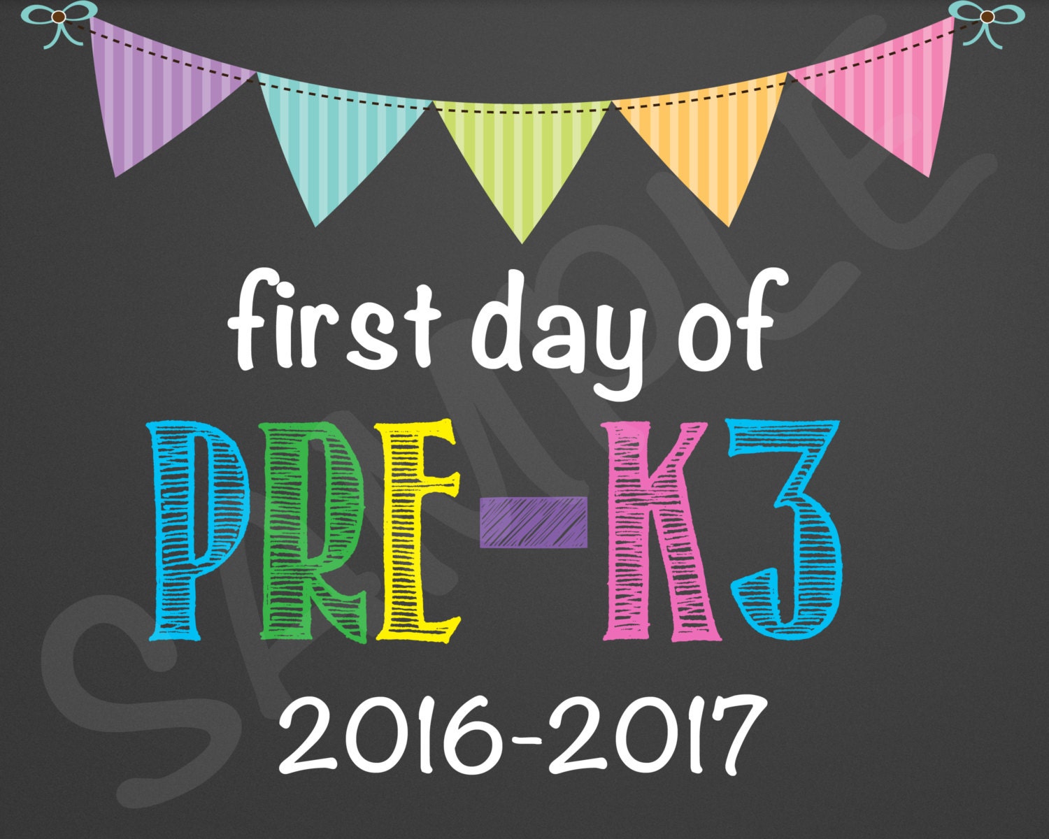 First Day of PreK 3 Sign Printable 8x10 by GabbyCatCreations