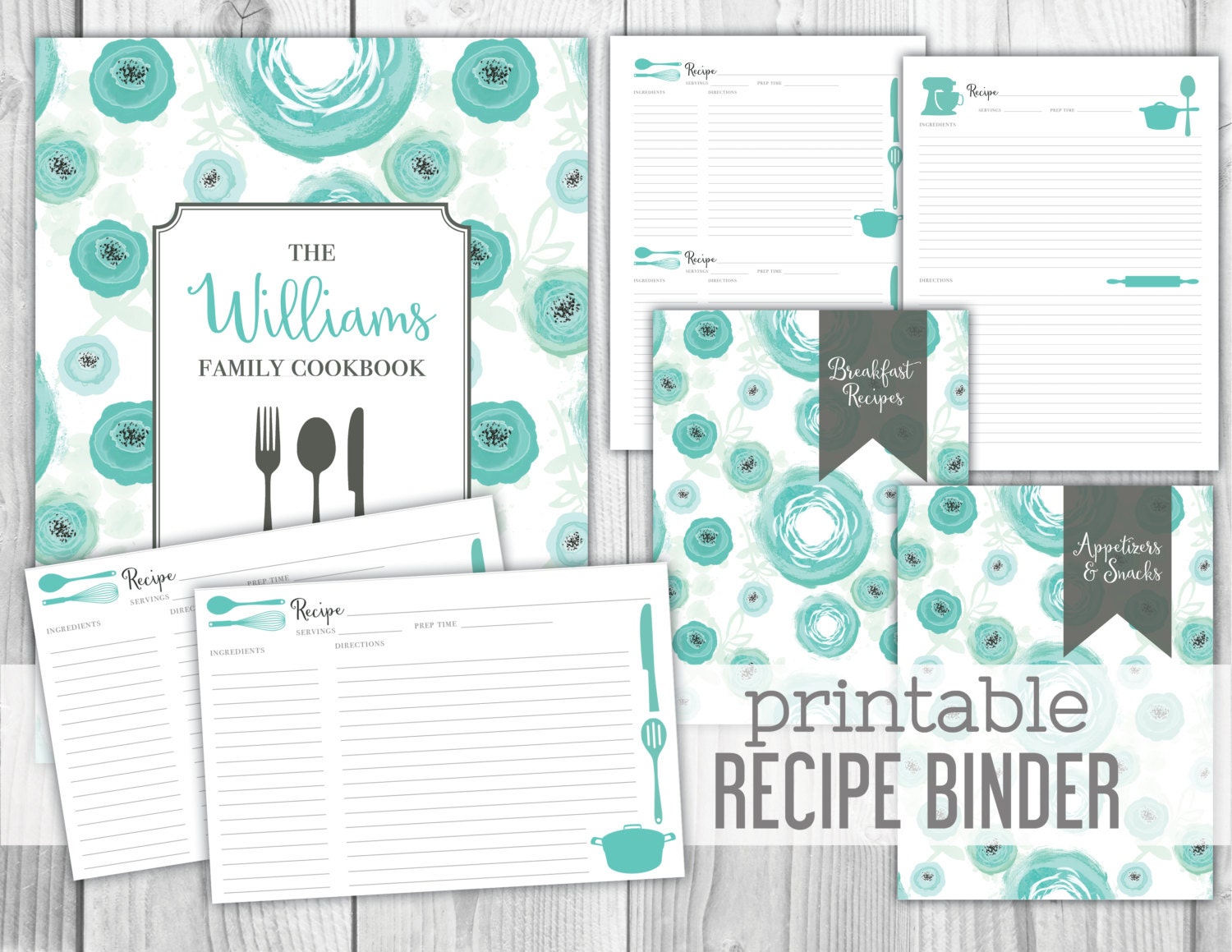 Printable Recipe Binder Family Recipe Binder Cookbook