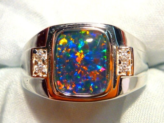 Mens Opal Ring Sterling Silver Natural Opal Triplet 10x8mm   Il 570xN.879846628 A3nv 