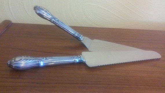 Antique Sterling  Silver  2 PC Cake  Knife Server  Wedding  Set 