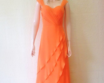 Orange Bridesmaid Dress. Orange Prom Dress. Maxi Dress.