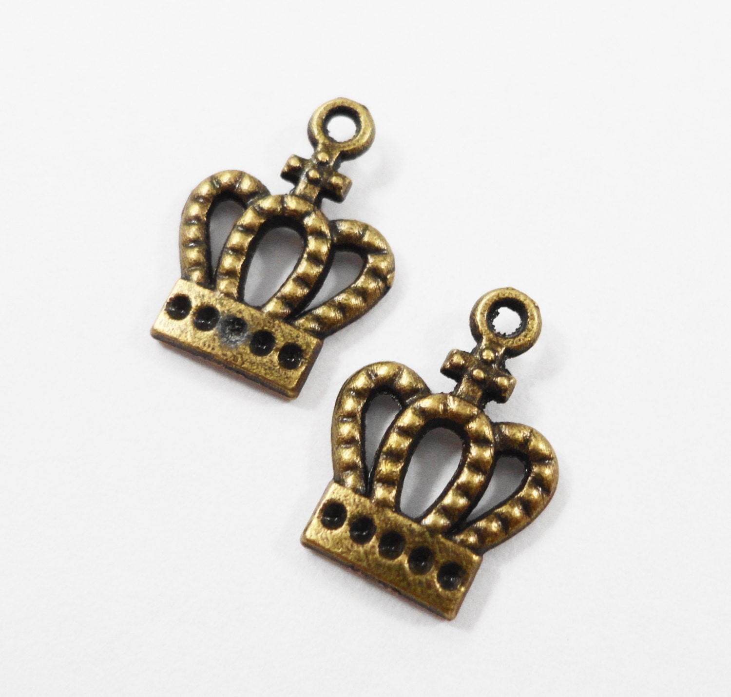 Bronze Crown Charms 14x10mm Antique Brass Crown Charms Small