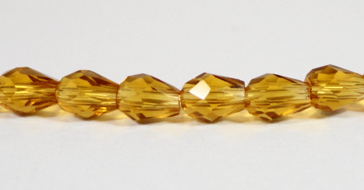 Teardrop Crystal Beads 5x3mm 3x5mm Topaz Yellow Small