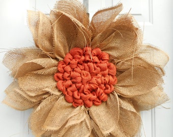 Fall wreath Fall Sunflower wreath Sunflower wreath Autumn wreath Autumn Sunflower wreath Paper mesh sunflower Ready to ship