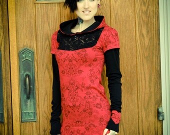HEART on my SLEEVE paisley and black lace HOODIE