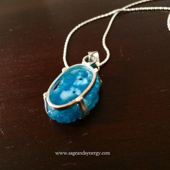 Blue Solar Quartz Sterling Silver Crystal Healing Chakra