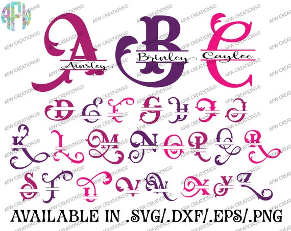 Download Digital Cut Files, Split Elegant Letters, SVG, DXF, EPS ...
