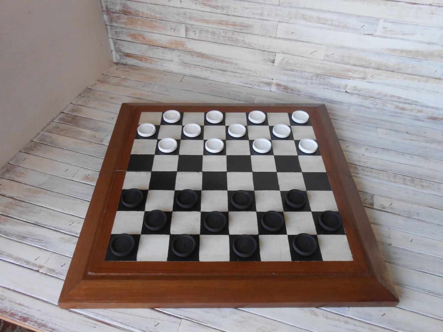 Checkers Folding Checkerboard Game Black and White