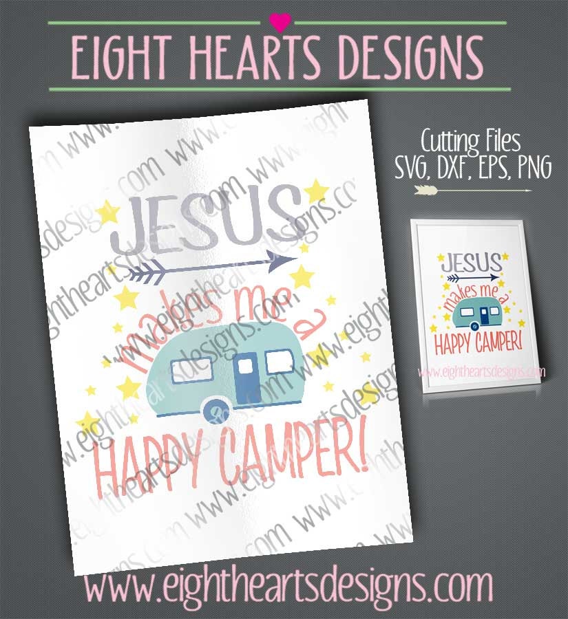 Download Jesus makes me a happy Camper SVG Cut Design Tshirts