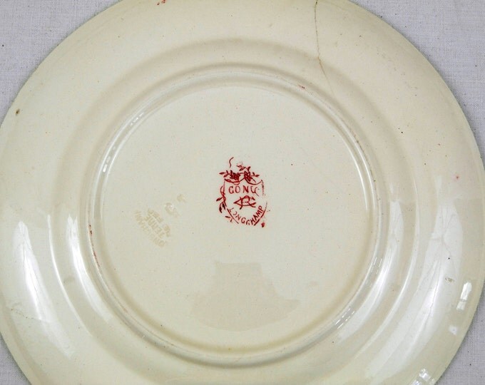 Antique French Ironware Longchamp China Wall Plate with a Burgundy Red 2 Parrots Pattern, Vintage Retro Chateau Chic, French Country Decor Antique French Ironware Longchamp China Wall Plate with a Burgundy Red 2 Parrots Pattern, Vintage Retro Chateau Chic, French Country Decor