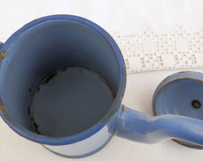 Antique 2 Tone Blue Enamelware Cafetière / Coffee Pot / French Country Decor / Retro Vintage Home Interior / kitchenalia Cottage Kitchen