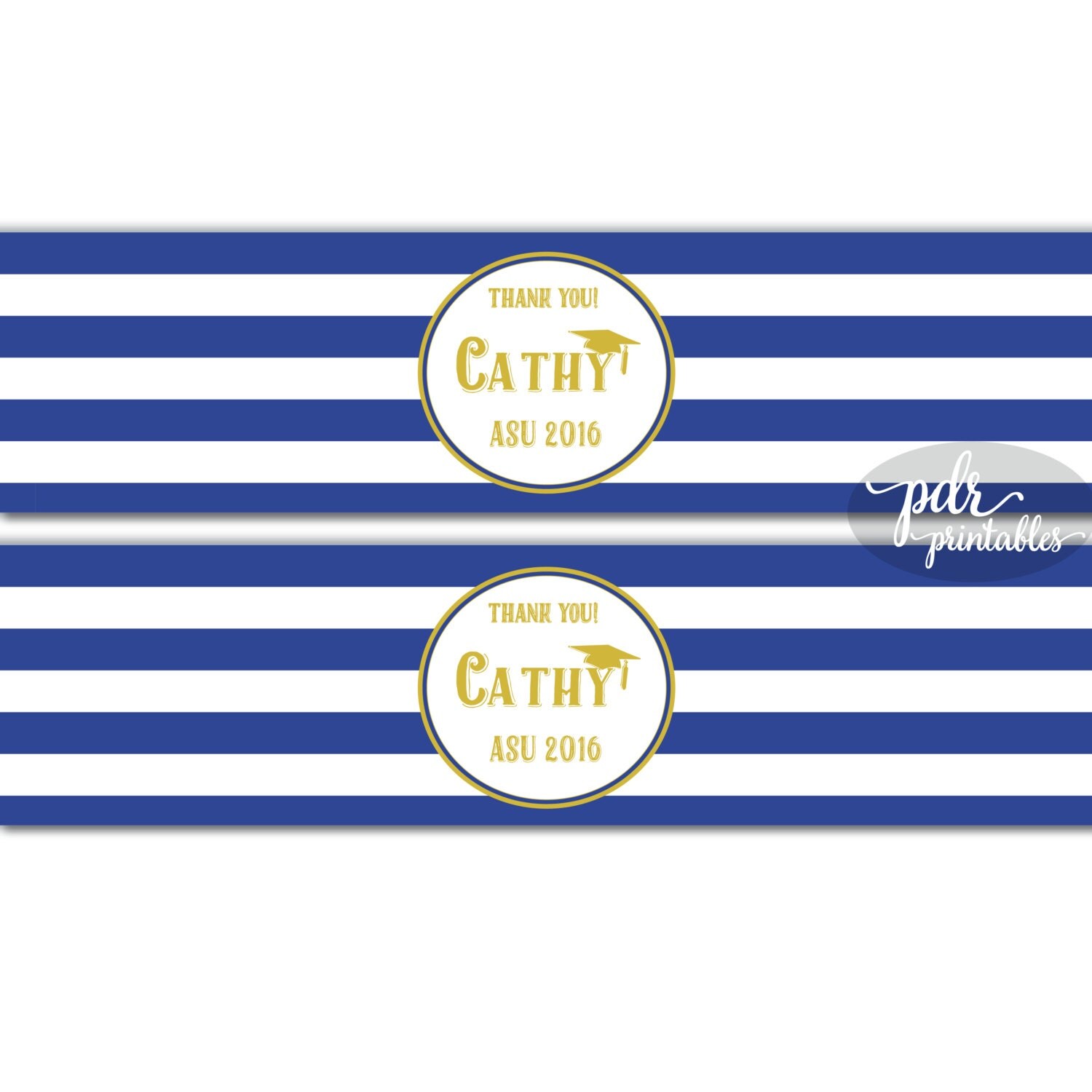 blue gold graduation water bottle labels printable