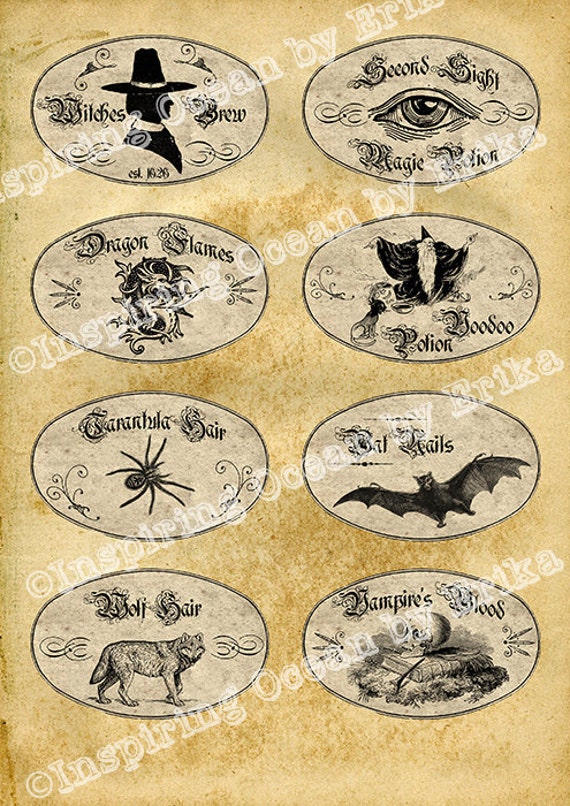 Witch apothecary printable bottle labels