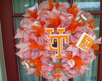 Tennessee Volunteer Fan Football Deco Mesh Wreath