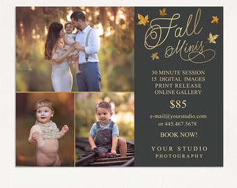 Fall Mini Sessions Template - Photography Marketing Board - Fall Minis - Photoshop Template 018 - ID261, Instant Download