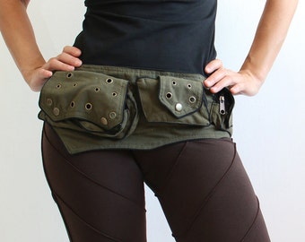 Utility belt - Pockets - Belt Bag - Festival Bag - funny pack - waist bag - Cotton - Pouch