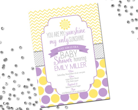 Purple And Yellow Baby Shower Invitations 7