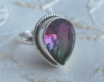Mystic Tourmaline Sterling Ring Size 7 Minus