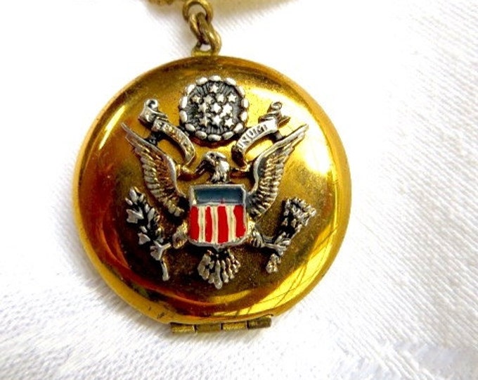 US Army Locket Brooch, Vintage Military Pin, US Army Sweetheart Locket, Military Mom