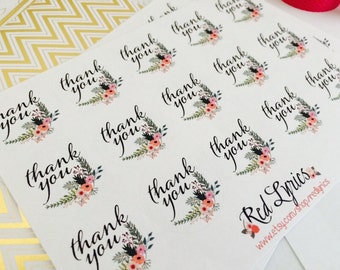 Watercolor/Floral Thank you stickers