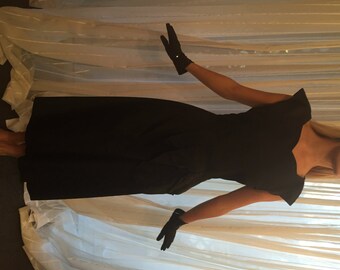 Vintage Black Taffeta Party Dress, ca 1930s