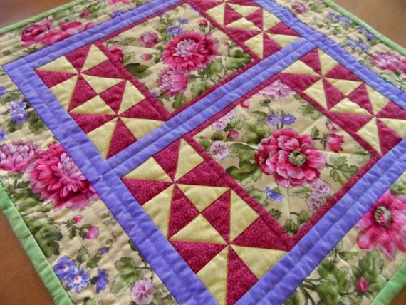Floral table topper patchwork table topper Easter spring