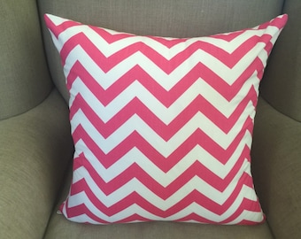 Cushion Cover/Pillow in Premier Prints Zig Zag Candy Pink Twill Fabric
